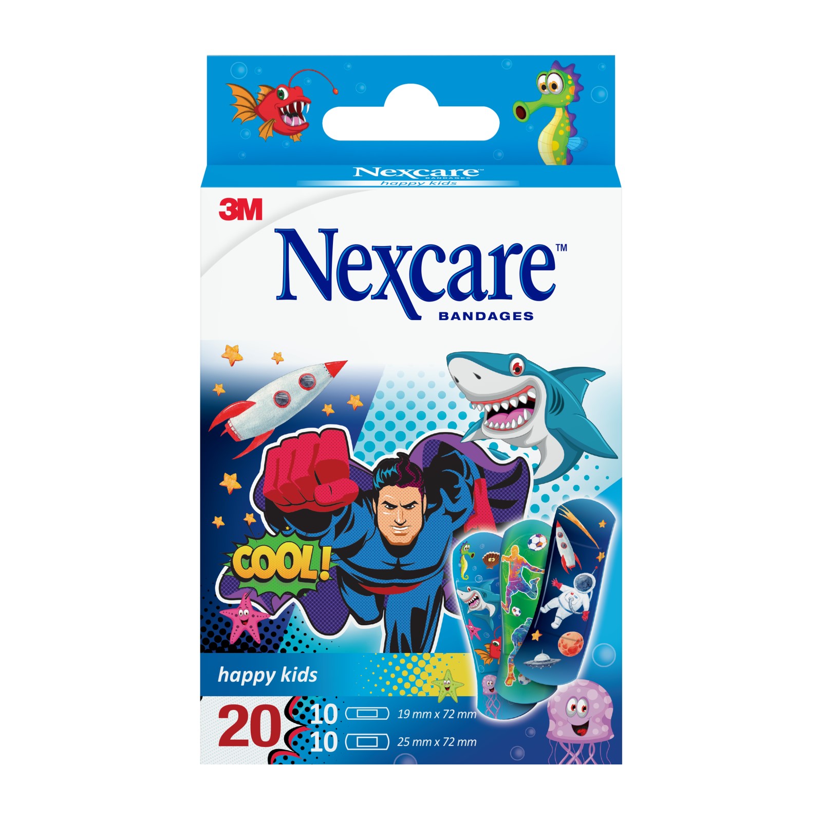 Nexcare™ Happy Kids Plasters Cool, assortiert, 20/Packung