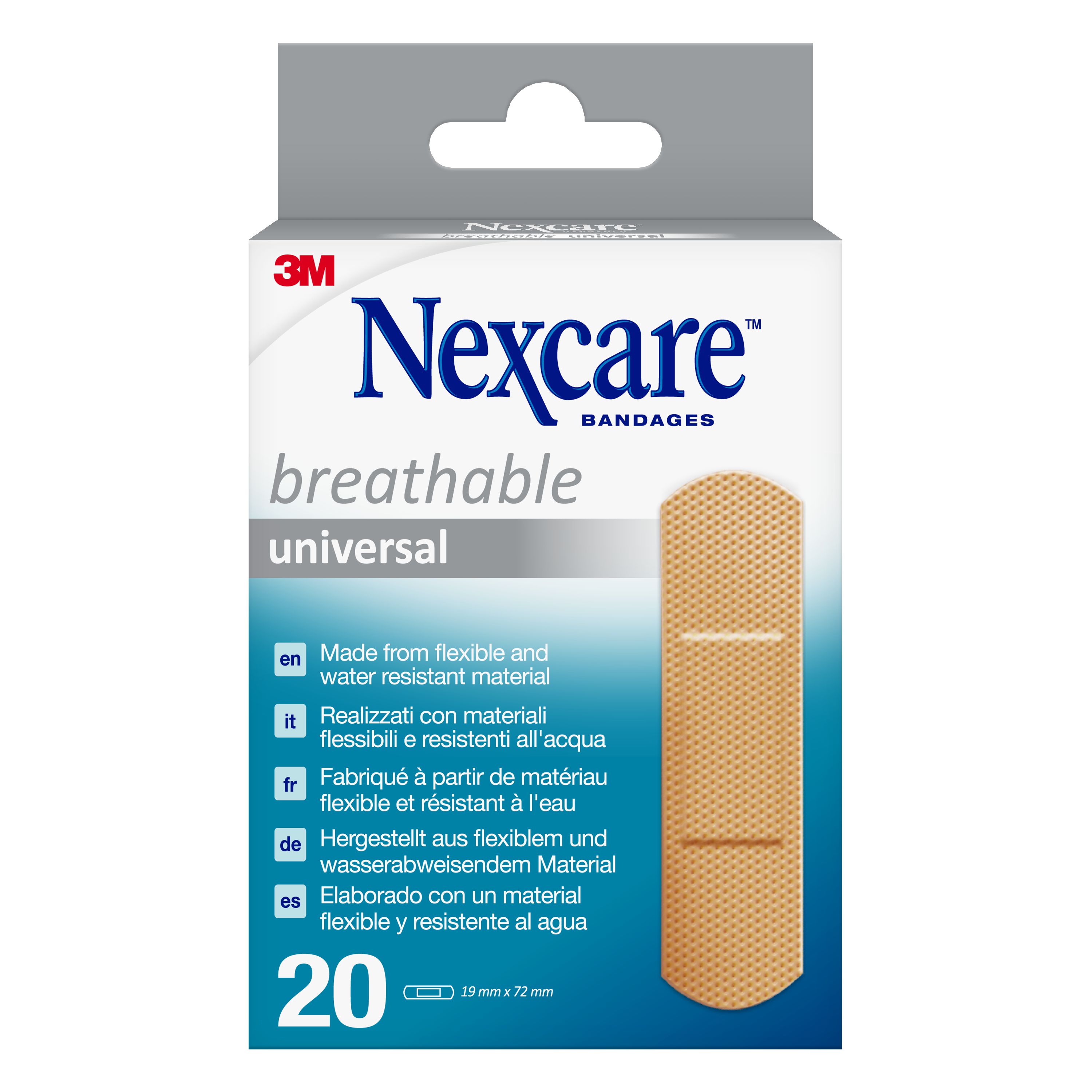 Nexcare™ Breathable Universal Pflaster, 19 mm x 72 mm, 20/Packung
