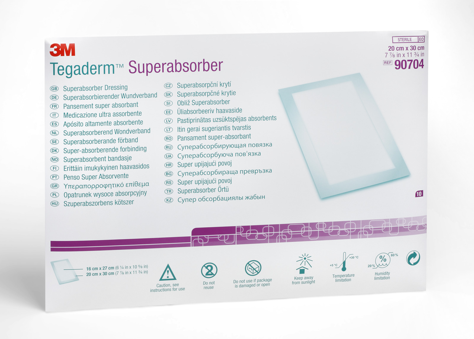 3M™ Tegaderm™ Superabsorber 30 cm x 20 cm, 90704, 10 / Packung