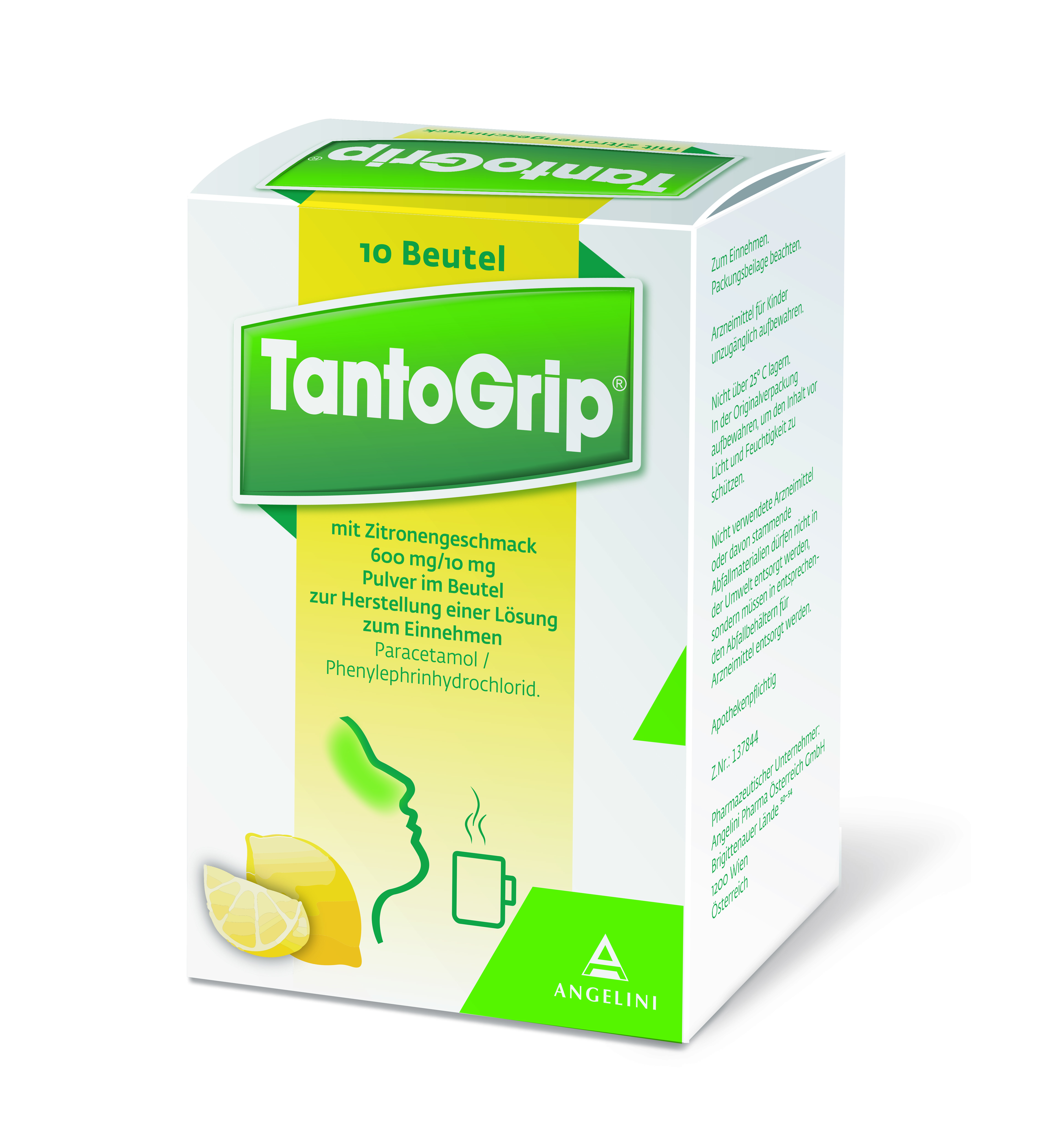 TantoGrip mit Zitronengeschmack 600 mg/10 mg - Pulver im Beutel zur Herstellung einer Lösung zum Einnehmen