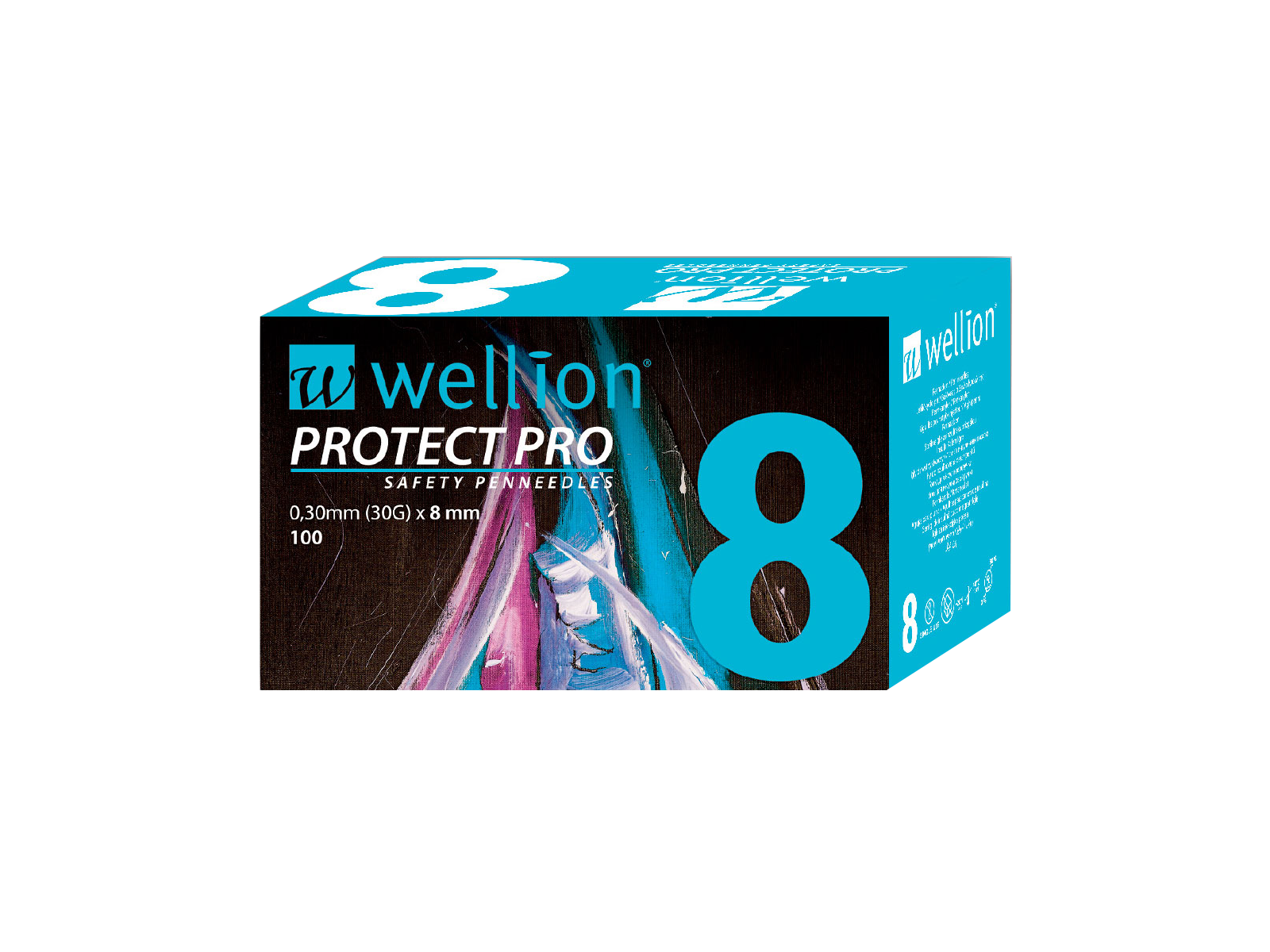 WELL128 Wellion PROTECT PRO Sicherheitspennadeln (Safety Pennadeln), 100 Stück
