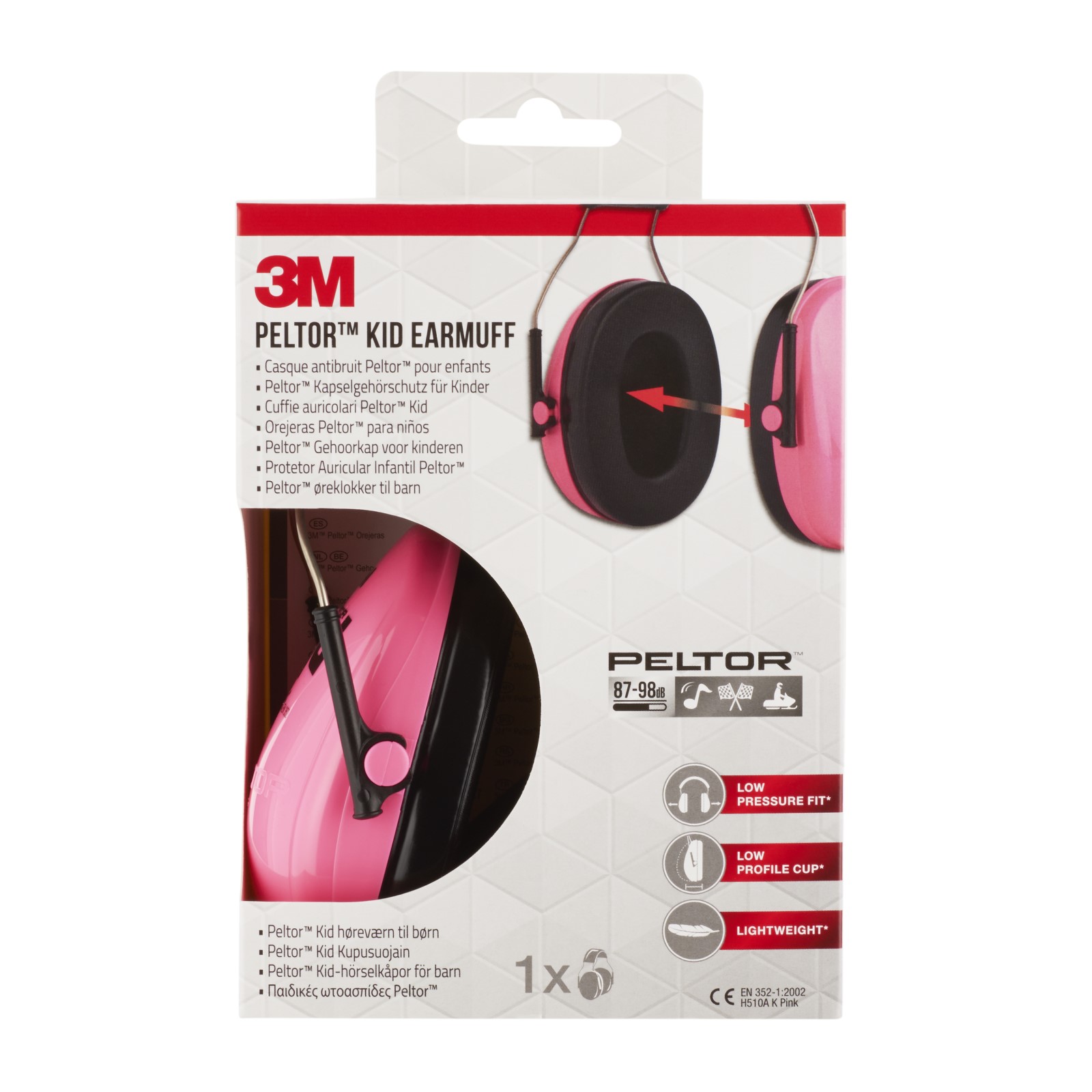 3M™ Peltor™ Kapselgehörschutz für Kinder H510AK, Pink (87 bis 98 dB)