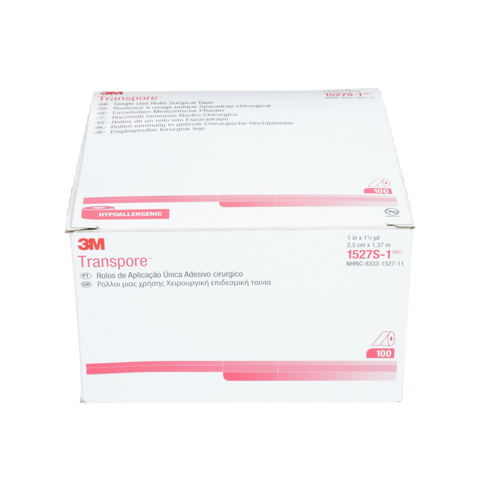 3M™ Transpore™ Fixierpflaster, 1527S-1, 2,5 cm x 1,37 m, 100 / Packung