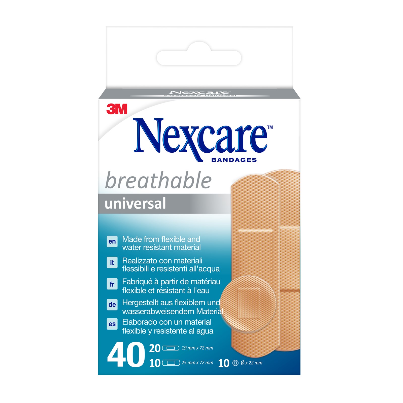 Nexcare™ Breathable Universal Pflaster, assortiert, 40/Packung