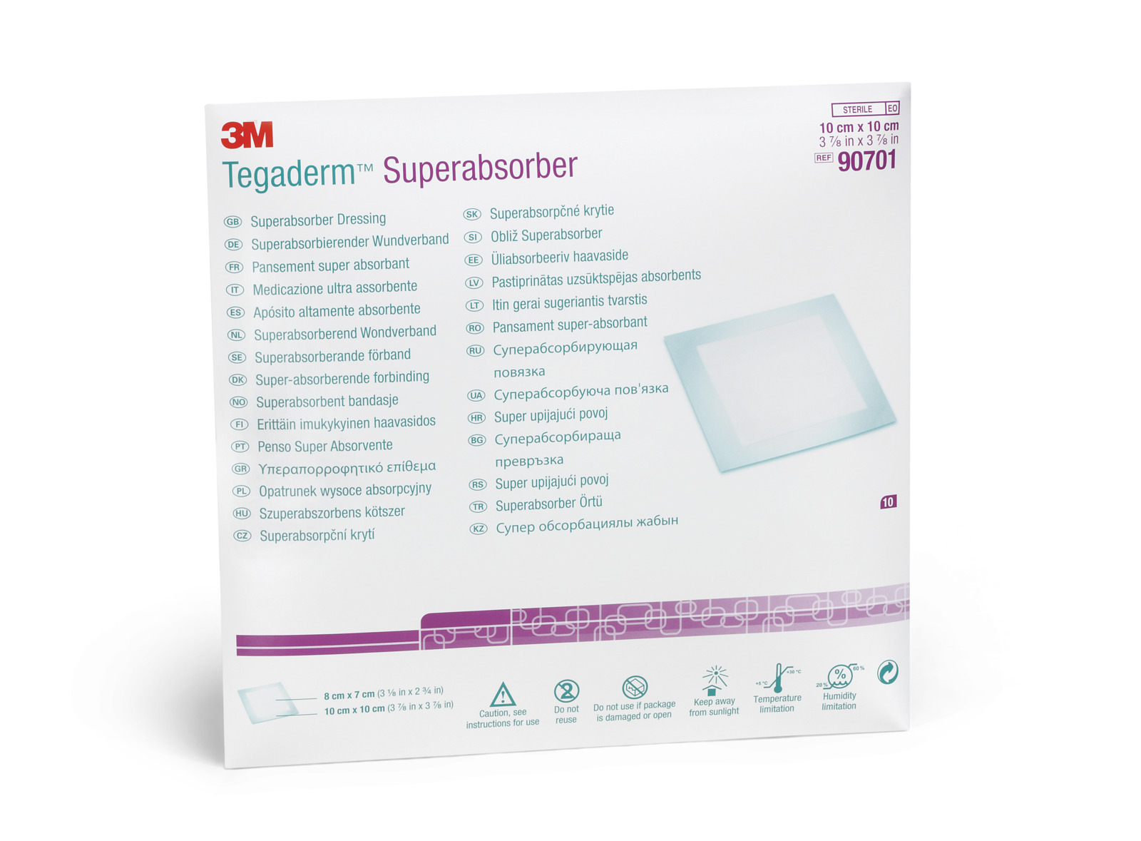 3M™ Tegaderm™ Superabsorber 10 cm x 10 cm, 90701, 10 / Packung