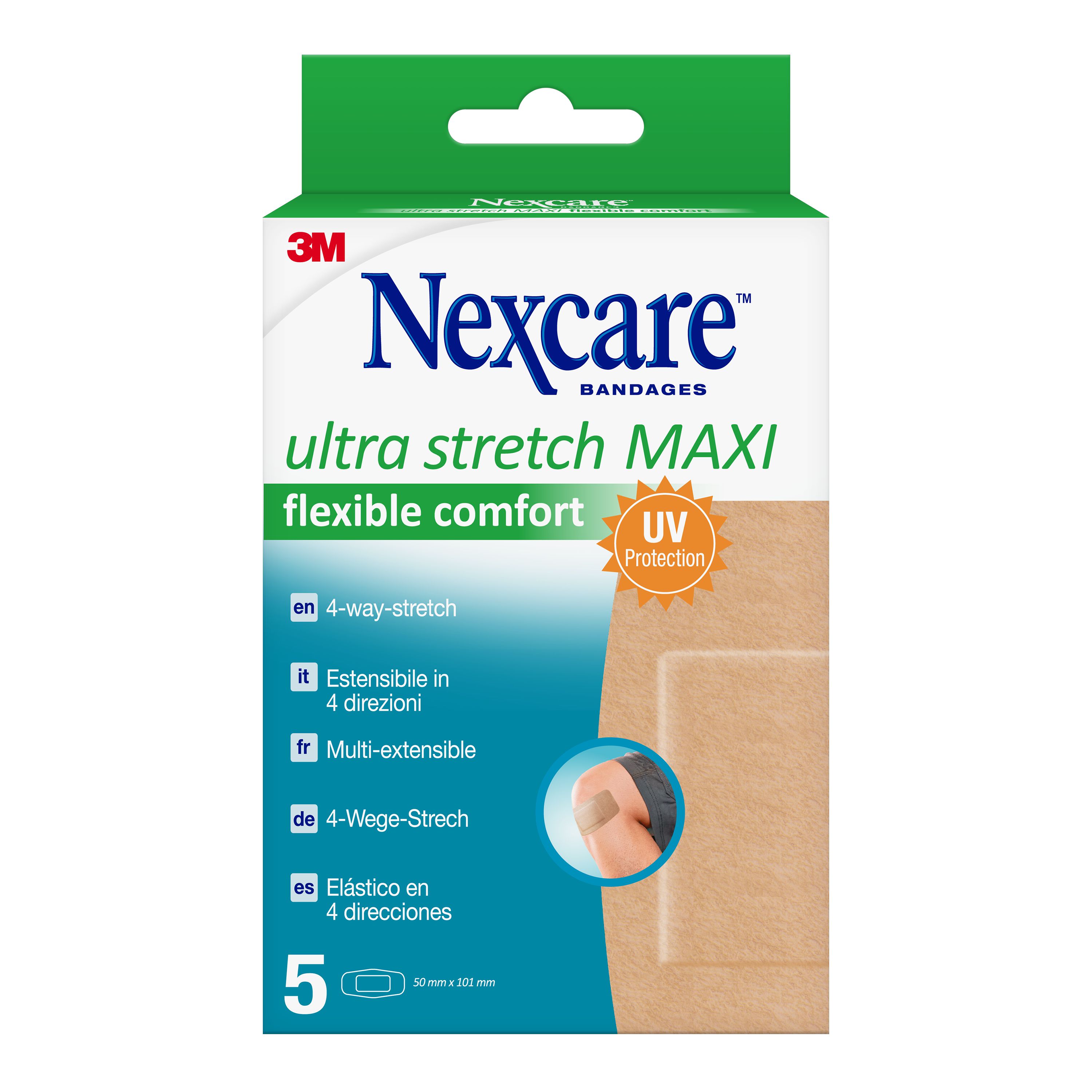 Nexcare™ Ultra Stretch MAXI Comfort Flexible Pflaster, 50 mm x 101 mm, 5/Packung