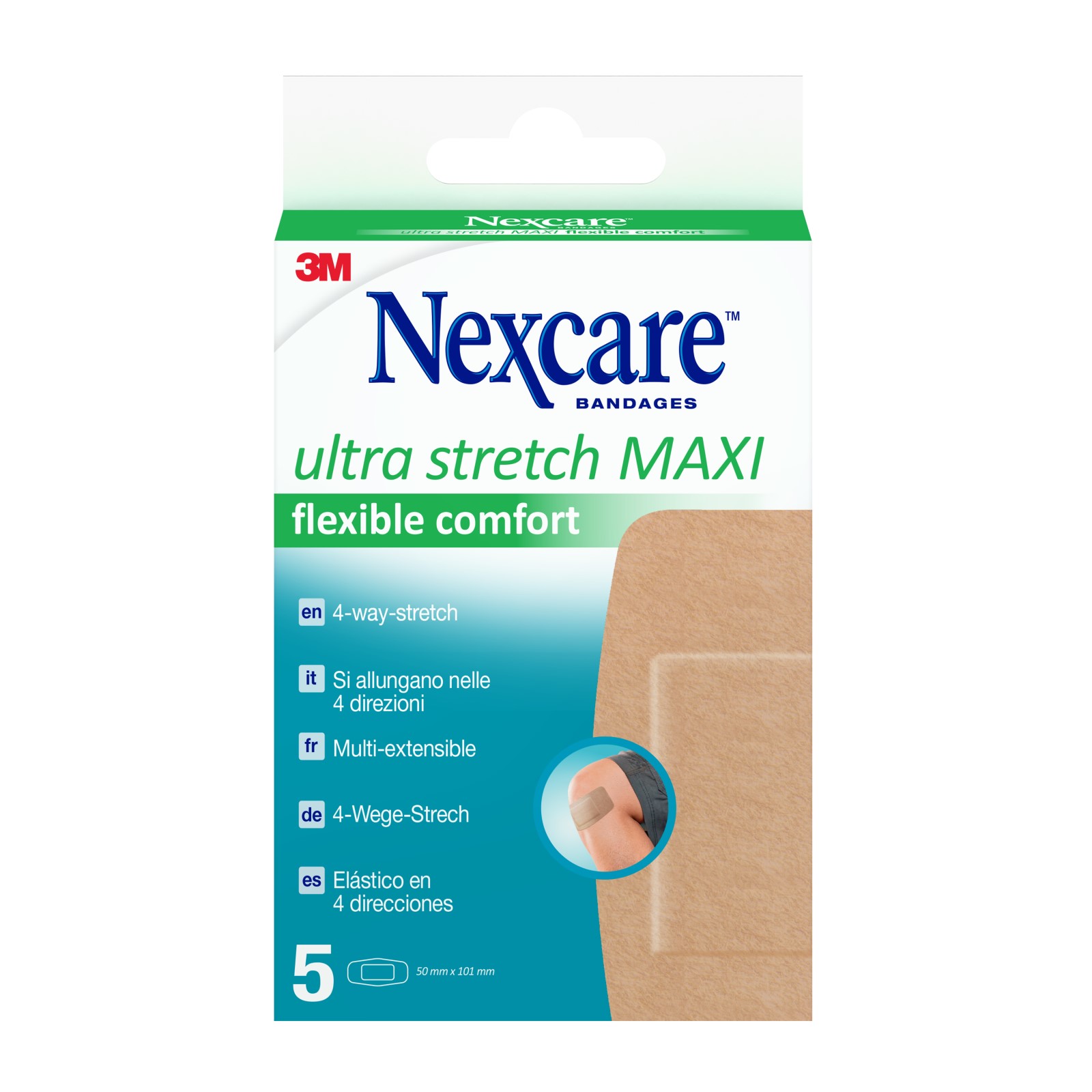 Nexcare™ Ultra Stretch MAXI Comfort Flexible Pflaster, 50 mm x 101 mm, 5/Packung