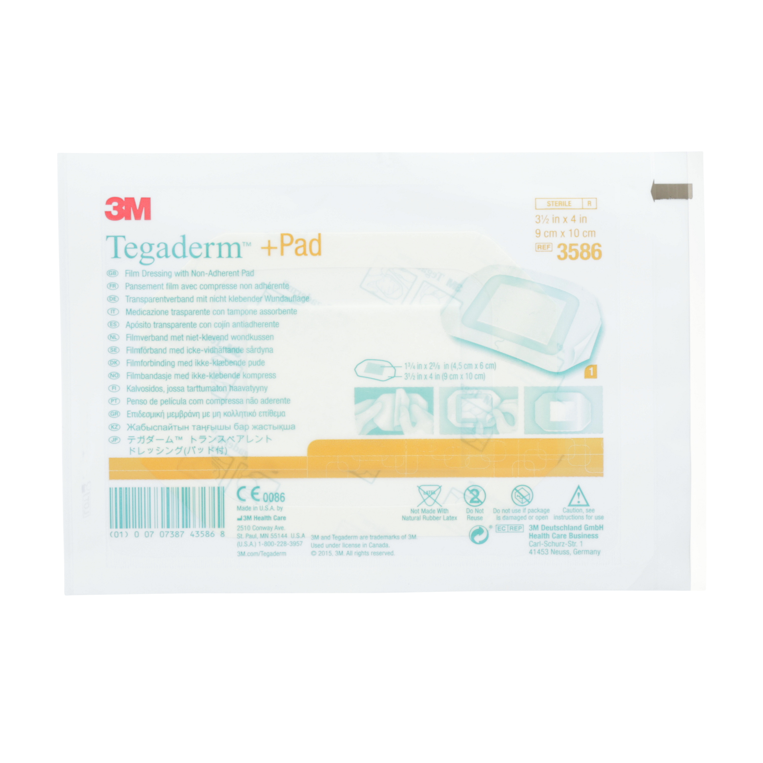 3M™ Tegaderm™ + Pad Transparentverband mit nicht klebender Wundauflage, 3586, 4,5 cm x 6 cm, 25 Stück/Packung