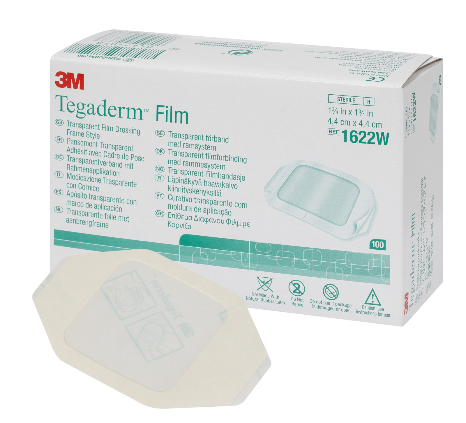 3M™ Tegaderm™ Film Transparentverband, 1622W, 4,4 cm x 4,4 cm 100/Packung